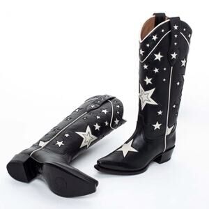 NEW RANCH ROAD Black Presidio Liberty Tall Shaft Star Cowboy Western Boots 6.5